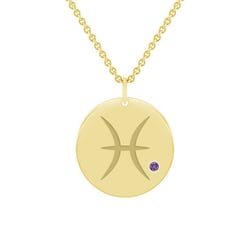 Zlatý prívesok so znamením a ametystom Ryby