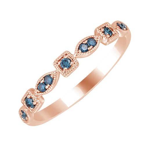 Zlatý eternity prsteň s modrými diamantmi Octave