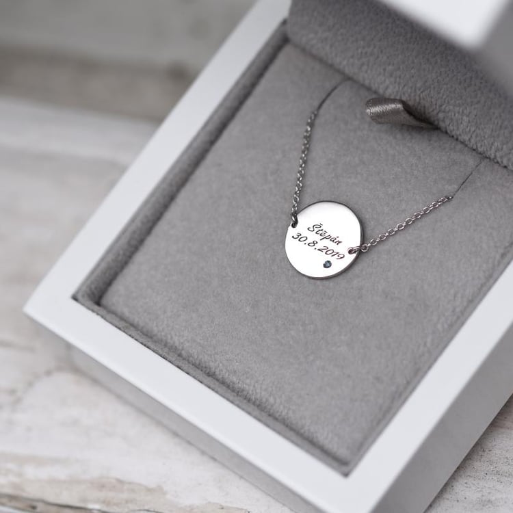 Platinový náramok s diamantom a gravírom vašej voľby 70502