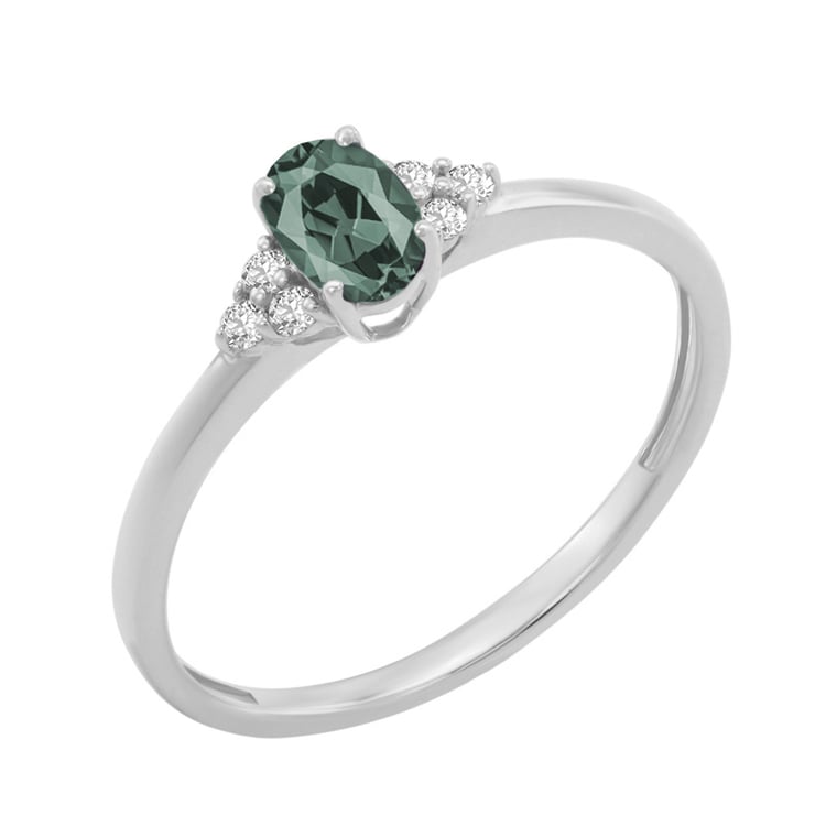 Zásnubný prsten s prírodným alexandritom a diamantmi Kylie
