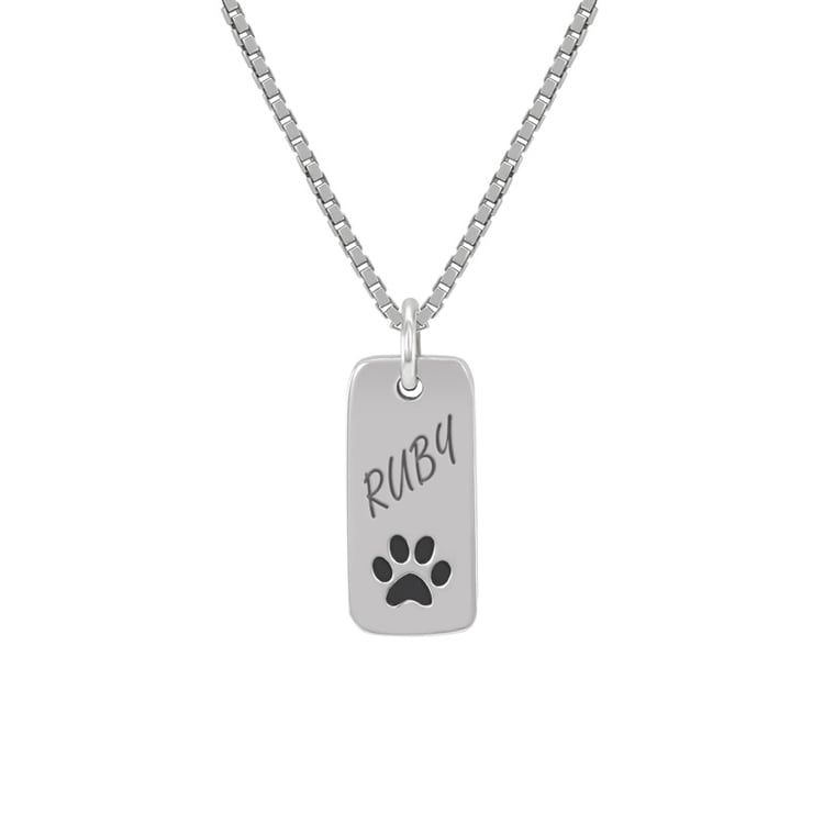 Strieborný náhrdelník s psie labkou a gravírom