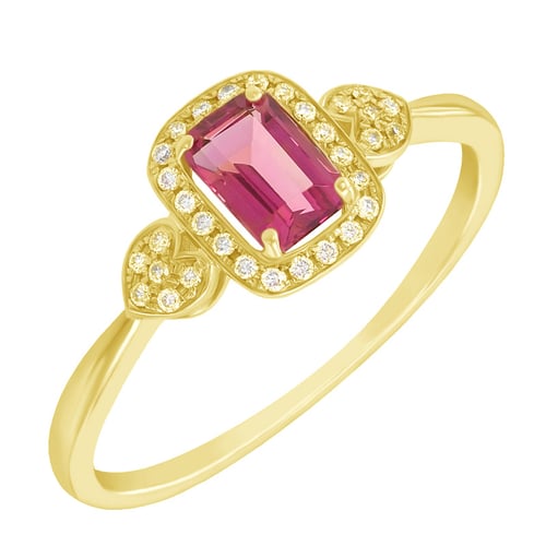 Zlatý prsteň s emerald turmalínom a diamantmi Davie