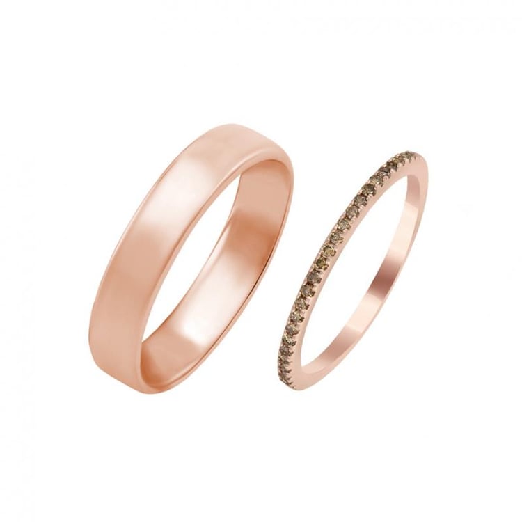 Svadobný eternity prsteň s champagne diamantmi a pánský komfortný