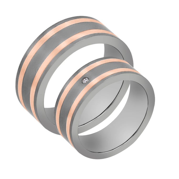 Snubné prstene z titánu a zlata s diamantom Nojus 107448