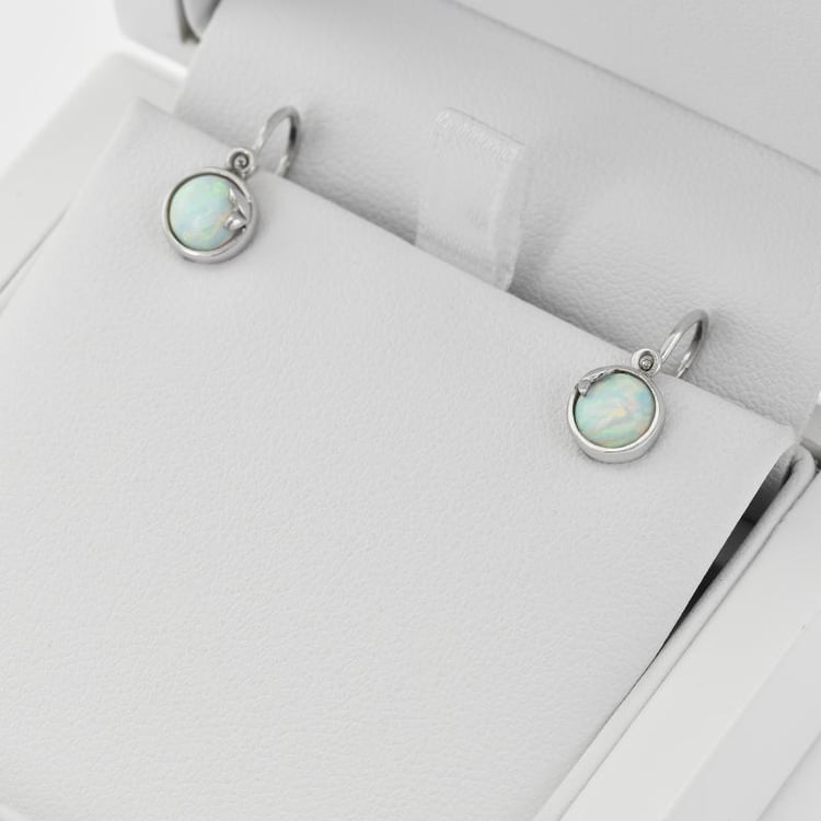 Detské zlaté náušnice s bielymi opálmi Yusha 30505