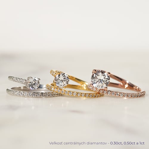 Atypický zásnubný prsteň s lab-grown diamantmi Ada