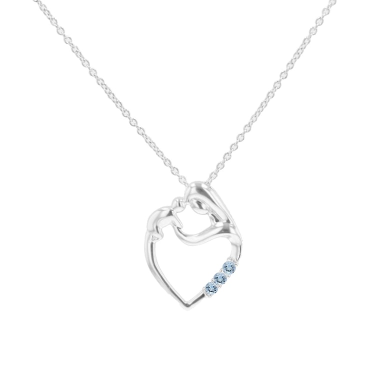 Strieborný prívesok matka a dieťa s akvamarínmi Remy