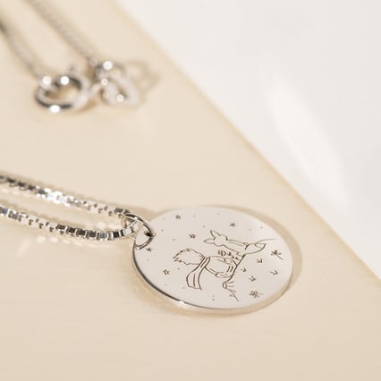 Platinový prívesok Malý princ s líškou a gravírom vašej voľby