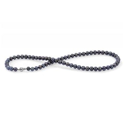 Zlatý náhrdelník s čiernymi 6-6.50mm perlami Dahra