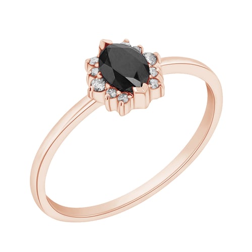 Zásnubný prsteň s čiernym marquise diamantom Jone
