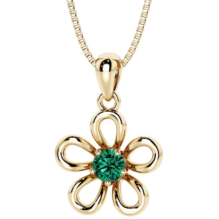 Kvetinový strieborný prívesok so smaragdom