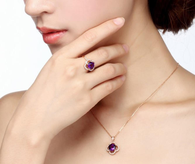 Ametystová zlatá kolekcia s diamantmi Fantine 4694