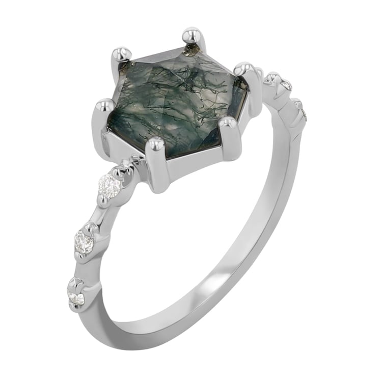 Jedinečný prsteň s machovým achátom Lacy