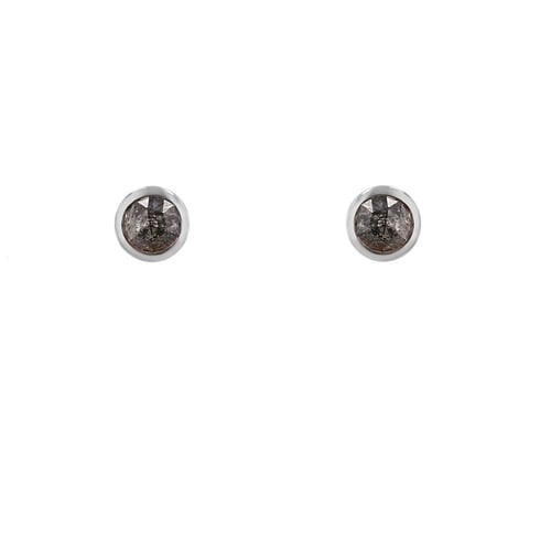 Jemné bezel náušnice so salt and pepper diamantmi Tofine