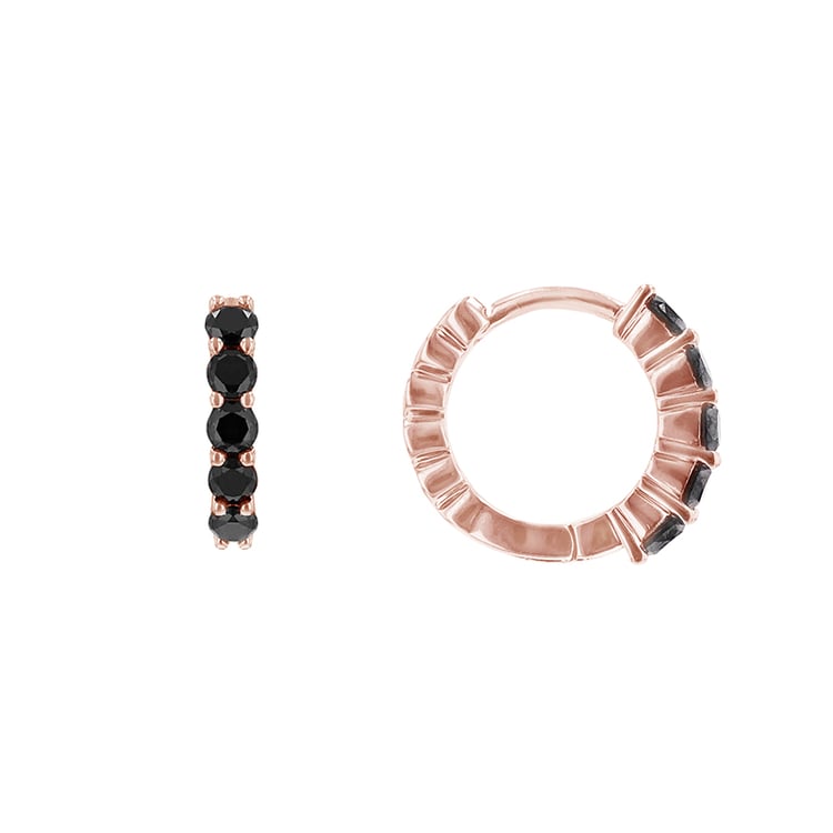 Náušnice s čiernymi diamantmi z ružového zlata 85188