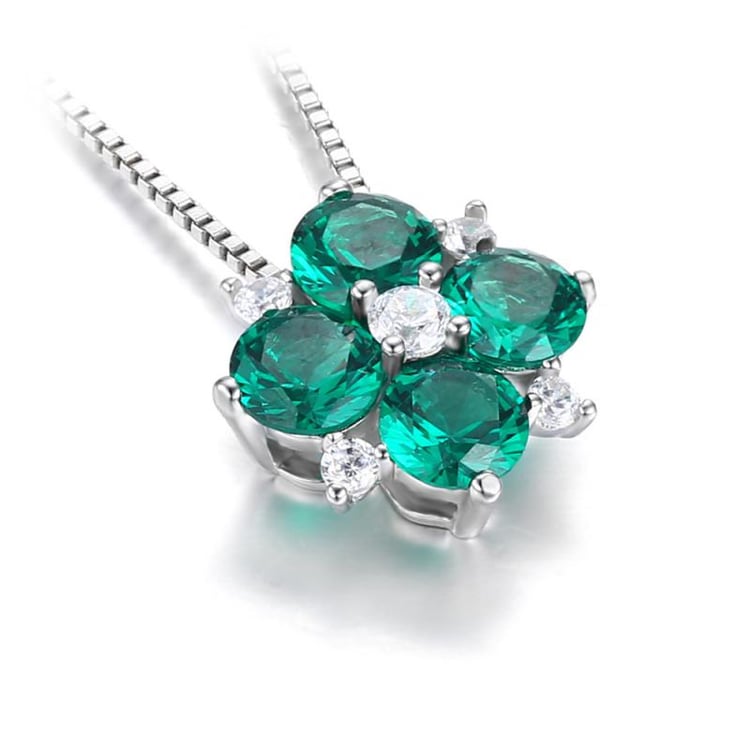 Smaragdový strieborný náhrdelník 20616