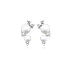 Strieborné perlové náušnice s bielym topásom Anita