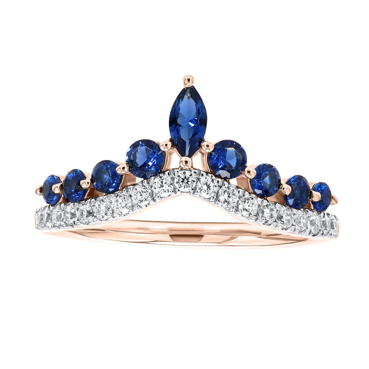 Luxusný zlatý prsteň so zafírmi a lab-grown diamantmi Richa 165277