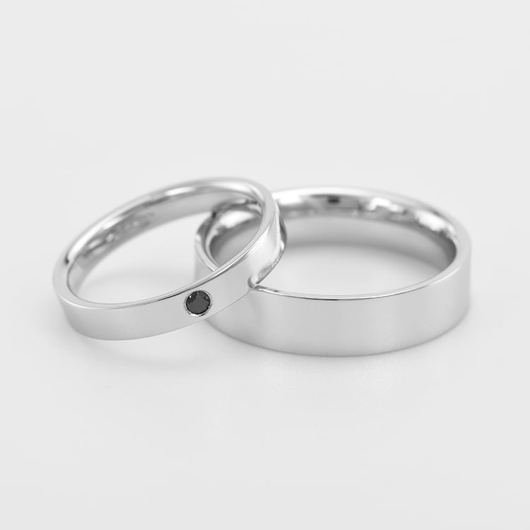 Platinové snubné prstene s čiernym diamantom 58223