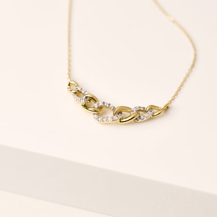 Zlatý prepletený náhrdelník s prírodnými diamantmi Purnima