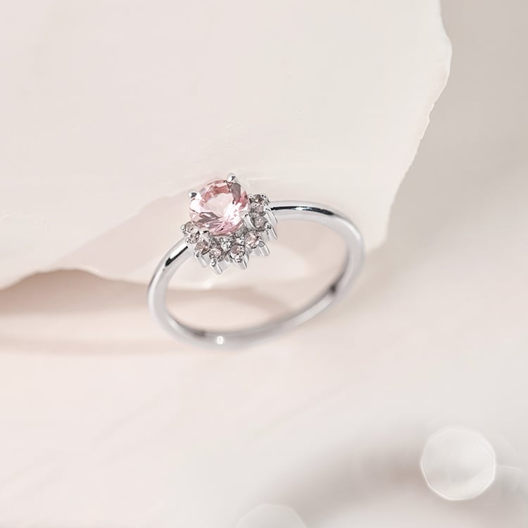 Zlatý minimalistický prsteň s morganitom Caio 153830