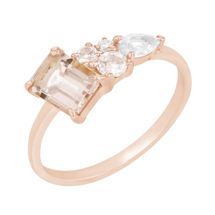 Cluster rozvodový prsteň s morganitmi, diamantom a zafírom Frank 165535