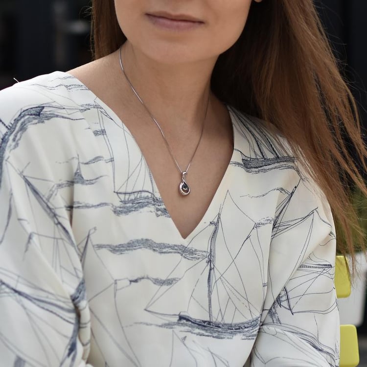 Strieborná kvapka vody s londýnskym topásom 32201