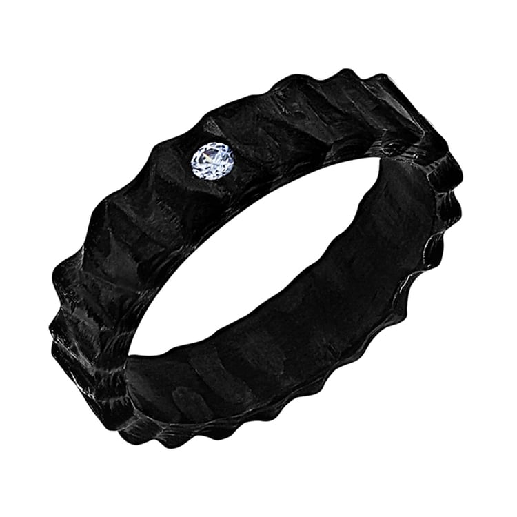 Karbónové snubné prstene s nerovným povrchom a diamantom Atticus 140340