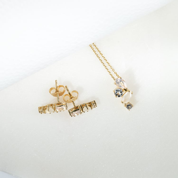 Strieborné náušnice s mesačným kameňom, ruženínom a topásmi Jinan 131917