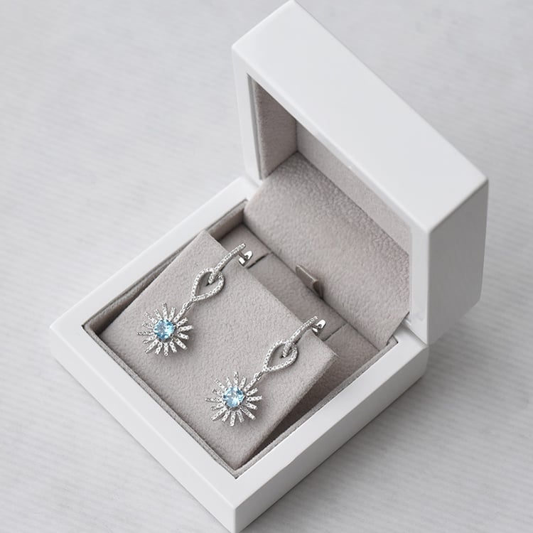 Zlaté visacie náušnice s topásmi 73214