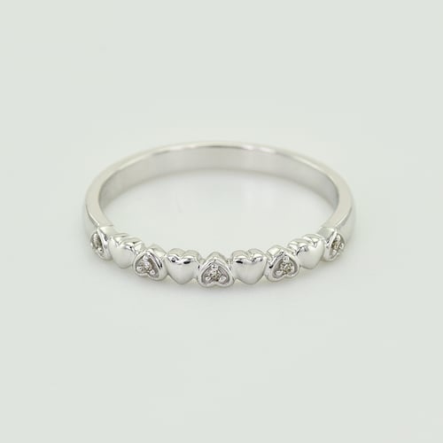 Zlatá eternity obrúčka s diamantmi a srdiečkami a komfortný prsteň Mimmen