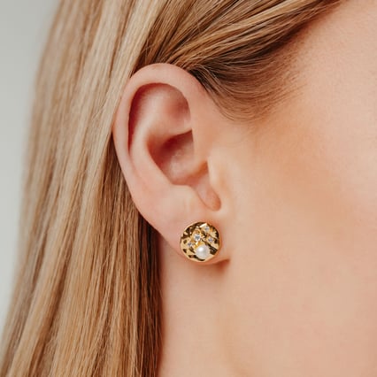 Strieborné perlové náušnice s bielym topásom Heidi