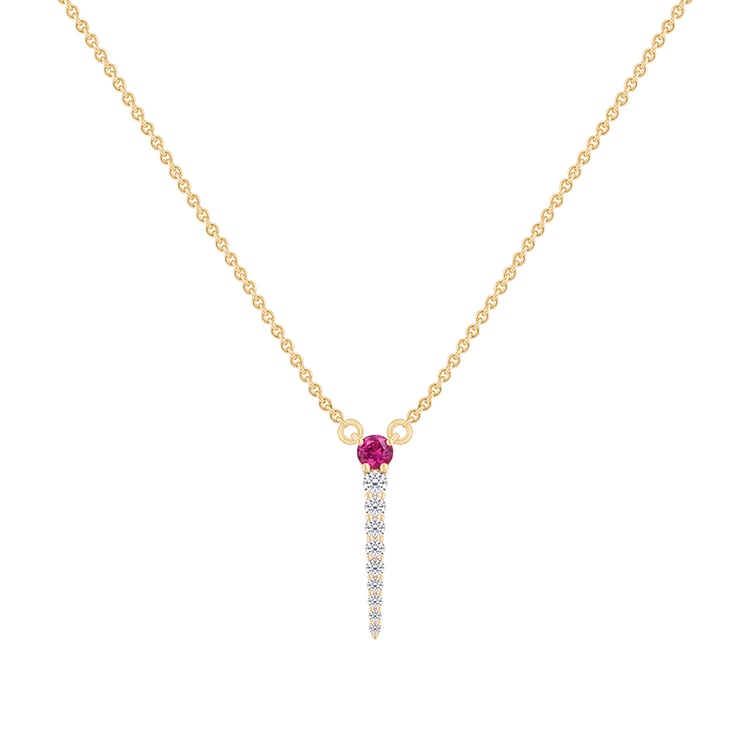 Atypický zlatý náhrdelník s rubínom 89095