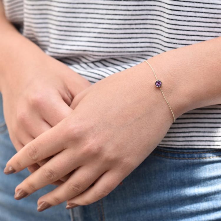 Strieborný náramok s ametystom Rollie 103113