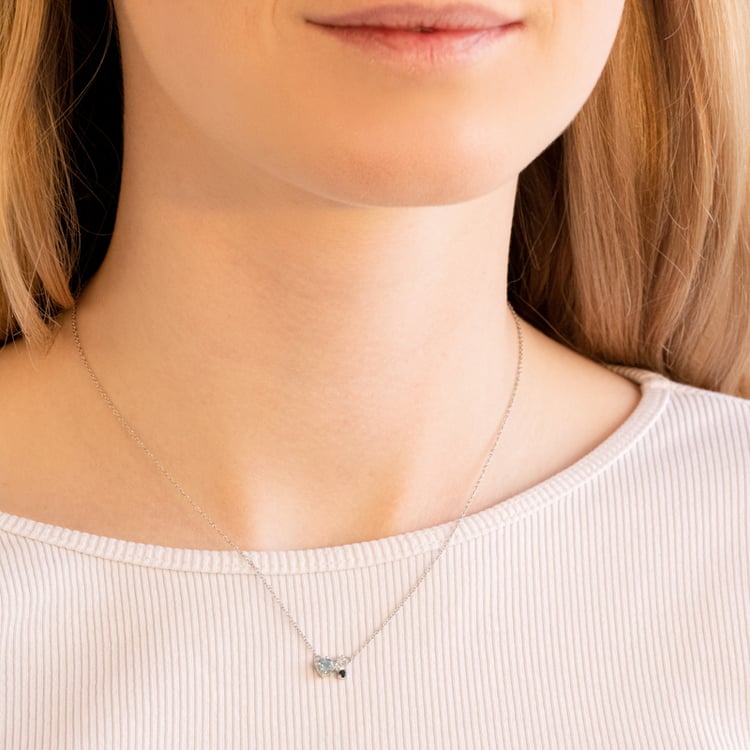 Strieborný cluster náhrdelník s akvamarínom a drahokamami Millie 116152