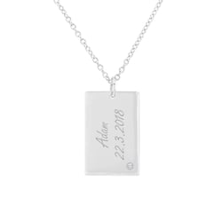 Strieborný obdĺžnikový prívesok s diamantom a gravírom Greg