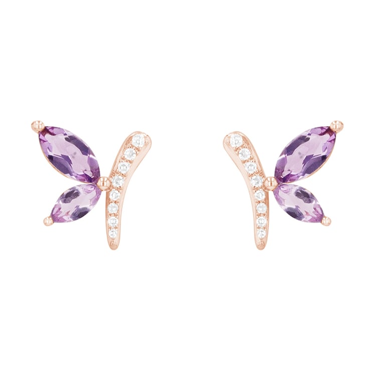 Jemné náušnice s ametystmi a diamantmi 