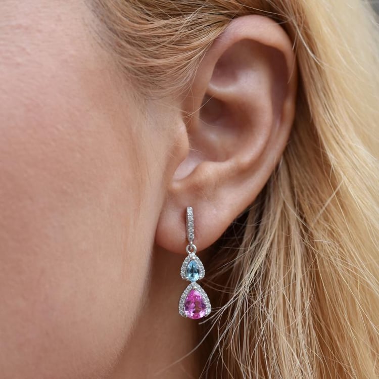 Strieborné náušnice s topásmi a zafírmi Todd 14859