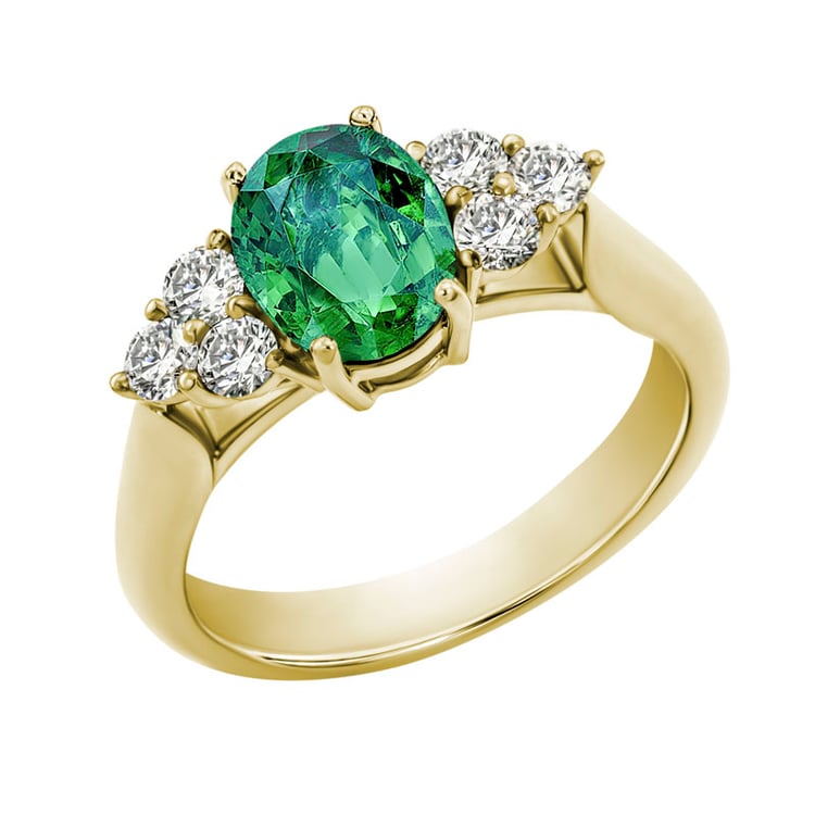 Zlatý zásnubný prsteň so smaragdom a diamantmi 30173