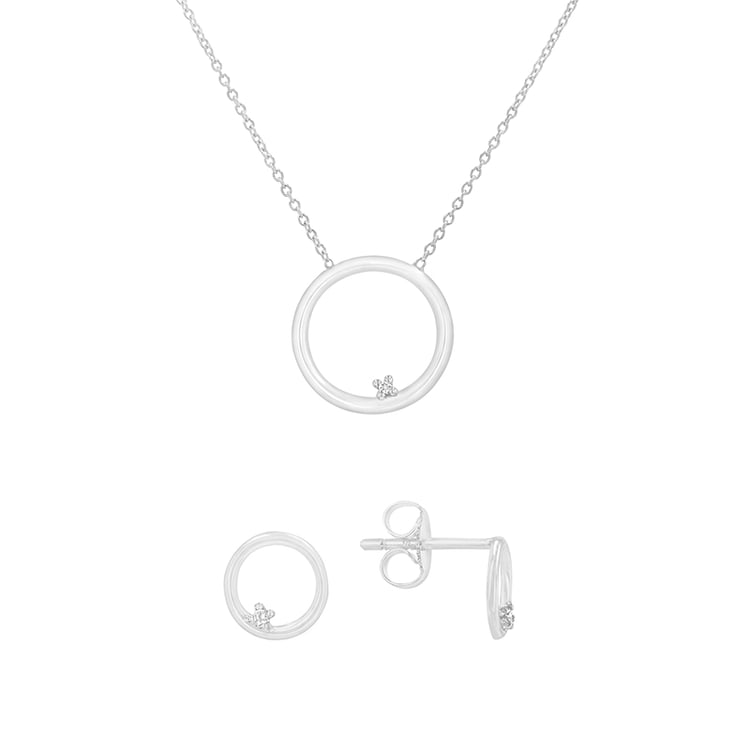Kolekcia karma náušníc a náhrdelníka z bieleho zlata 82318