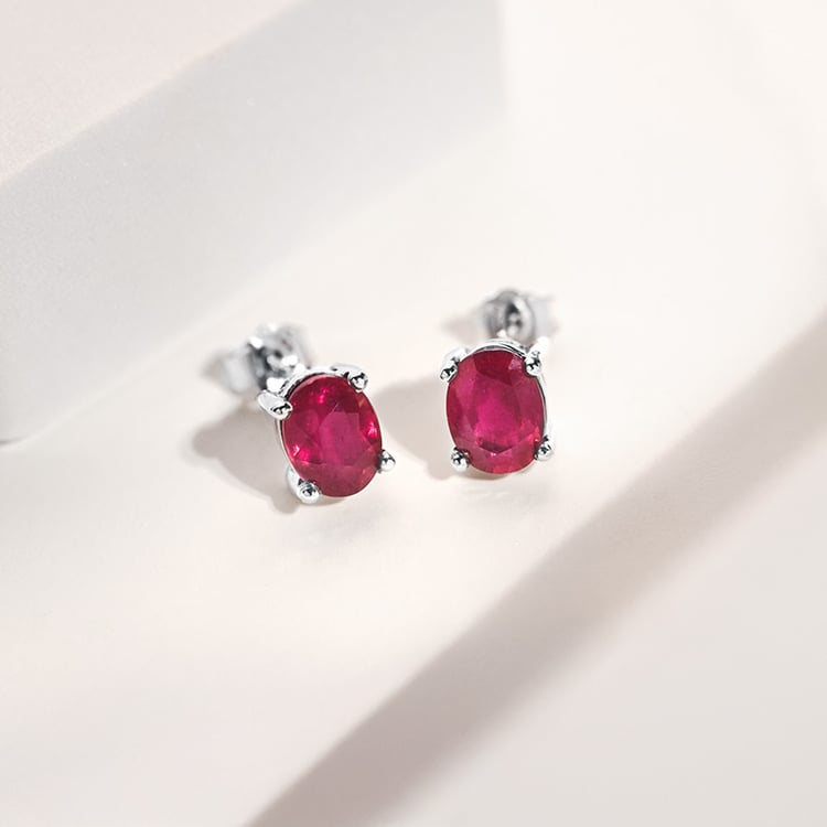 Rubínové náušnice z 18k zlata Nasia 154092