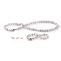 Zlatá kolekcia s bielymi 7-7.50mm perlami Delcea