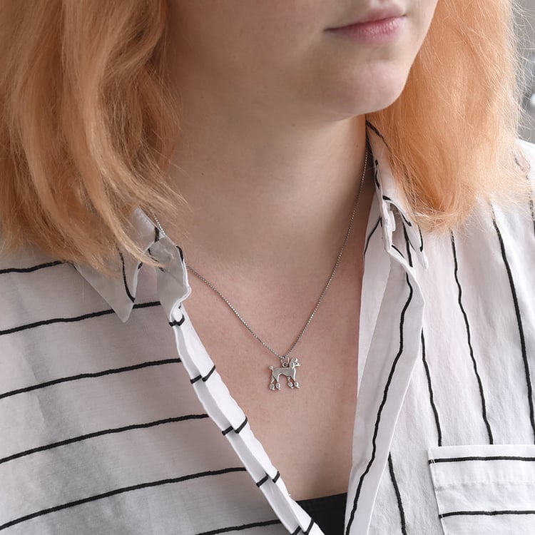 Strieborný prívesok v tvare psa Poodle 70738