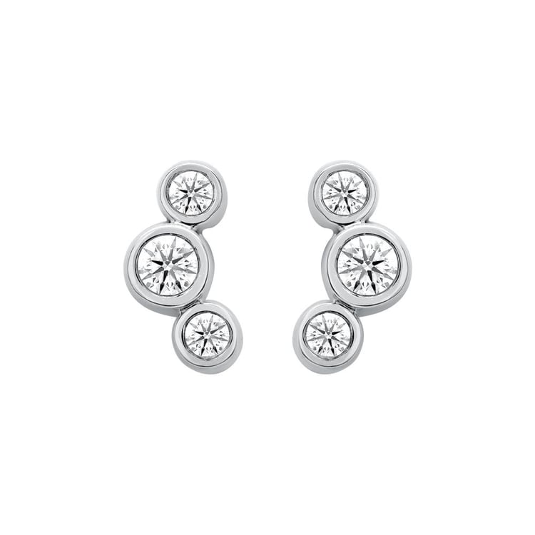 Moderné strieborné náušnice s guľatými diamantmi Ebba 160180