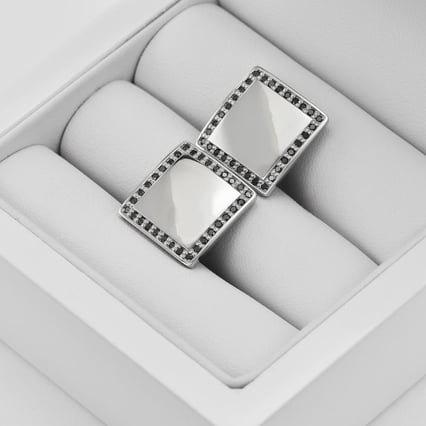 Zlaté manžetové gombíky s čiernymi diamantmi Baine