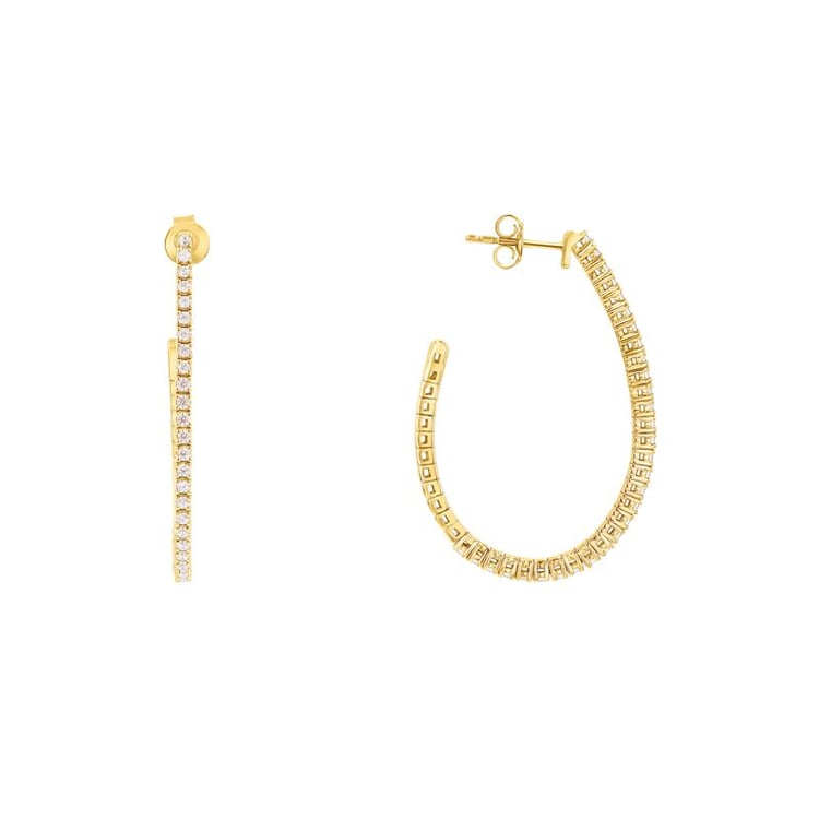 Zlaté flexi polkruhové náušnice s lab-grown diamantmi Hawn 141279