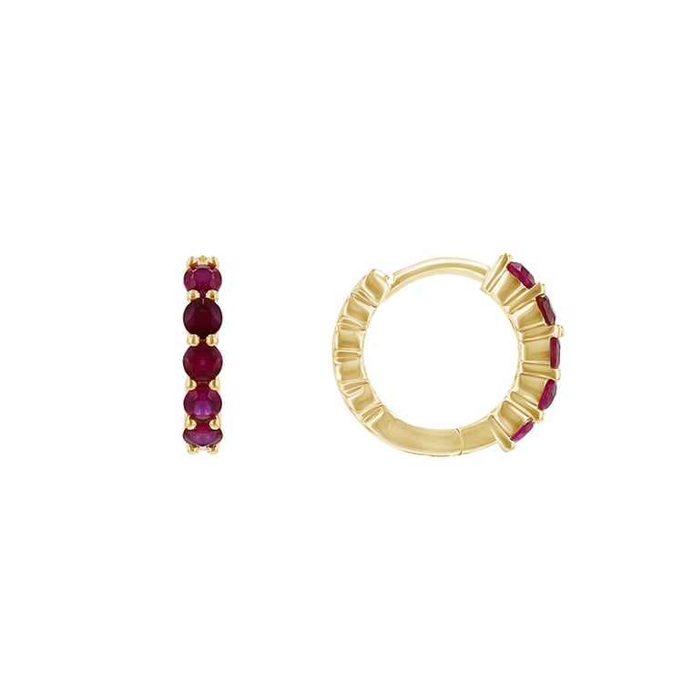 Kruhové náušnice s rubínmi zo žltého zlata 85197