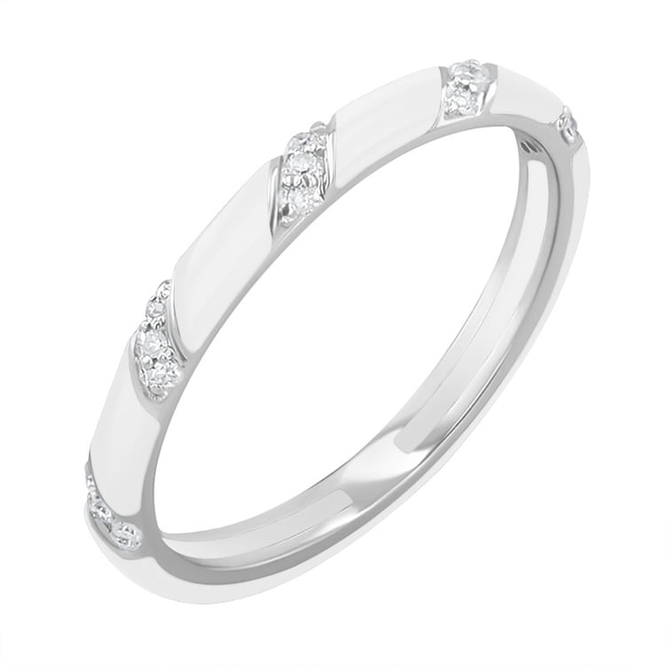 Biely keramický prsteň s diamantmi Jayne 128734