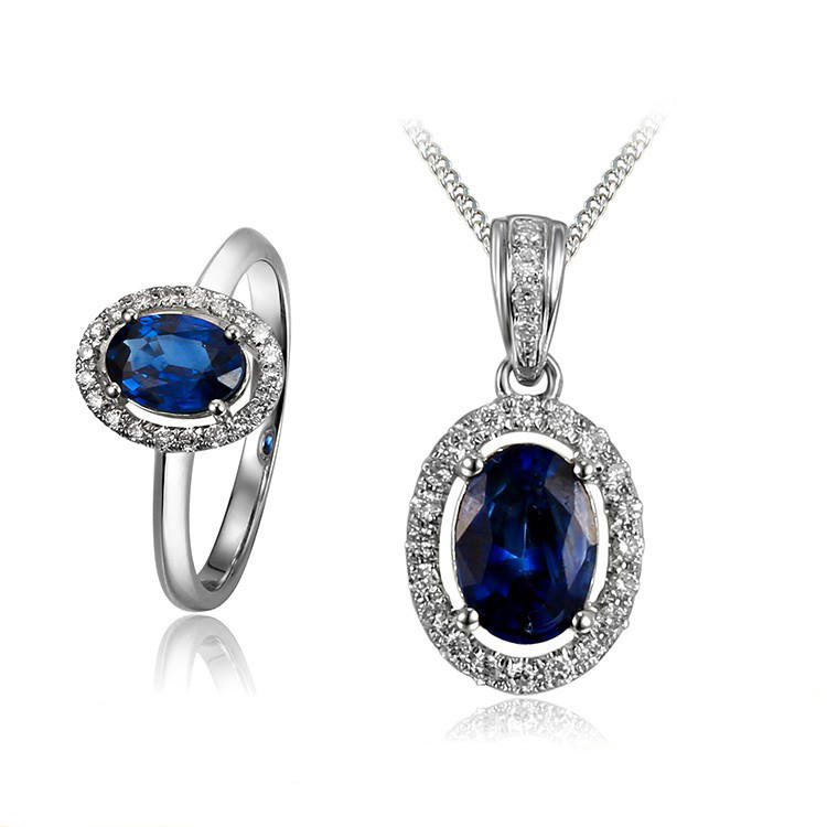 Zafírová kolekcia šperkov z bieleho zlata Akari