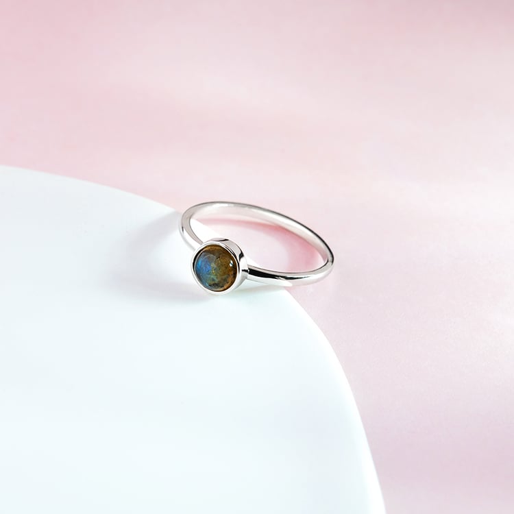 Zlatý minimalistický prsten s labradoritom Sevita 150426